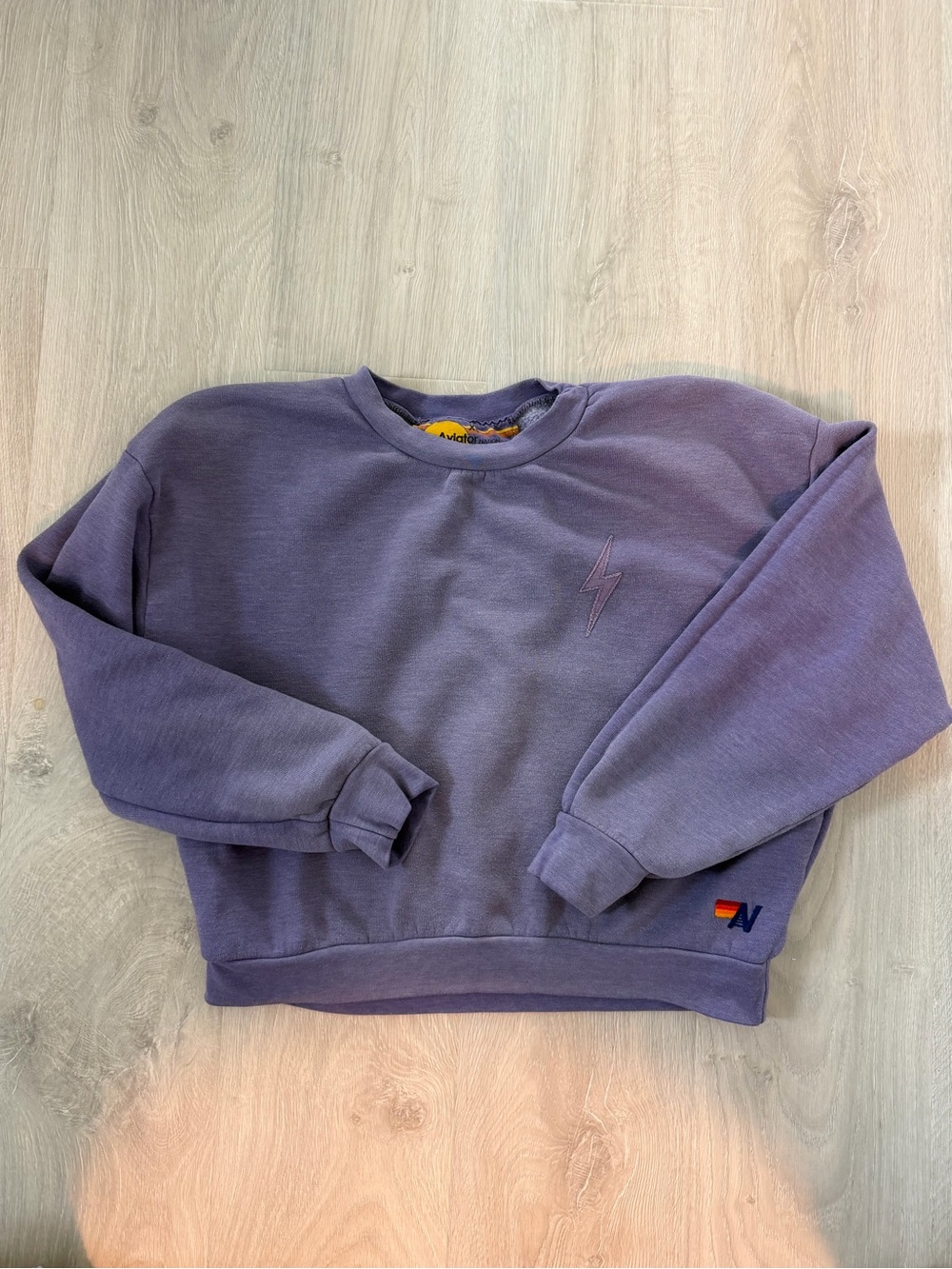 Aviator Nation Purple Crewneck with Lightning Bolt Detail